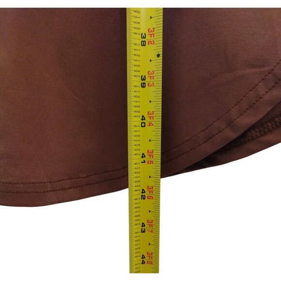 Brown Asymmetrical Midi Dress with Ruched Detail, One Shoulder, Size XL - Picture 9 of 9